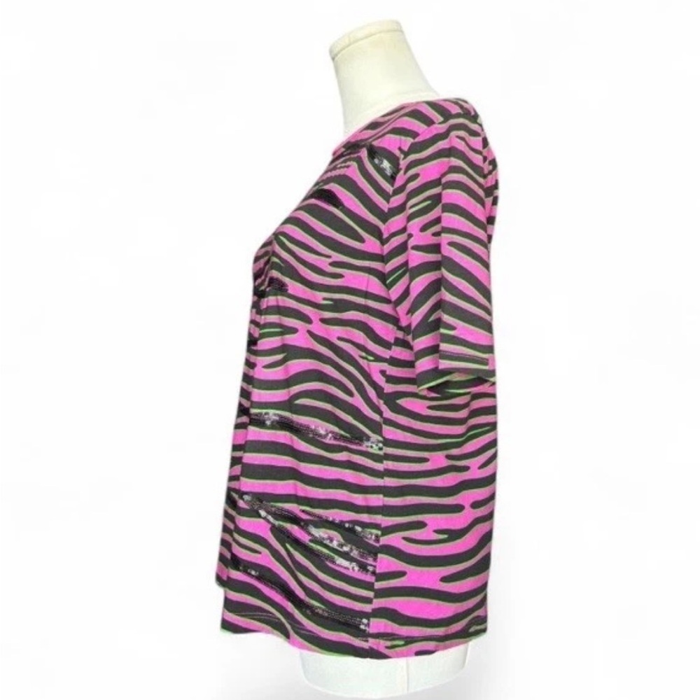 House of Holland Animal Print Black And Pink Tee Size 4 - Picture 5 of 7